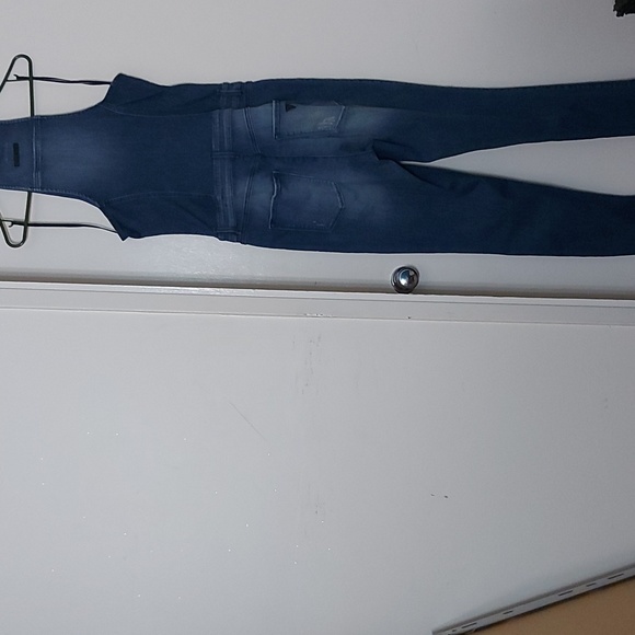 GUESS  Distressed Denim Jumpsuit/ Bodycon/ Sexy/ Sz 10/ NWOT - Picture 11 of 11